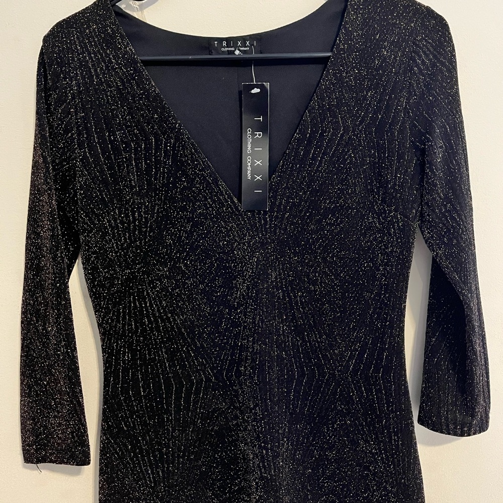 Mini long sleeve v neck dress